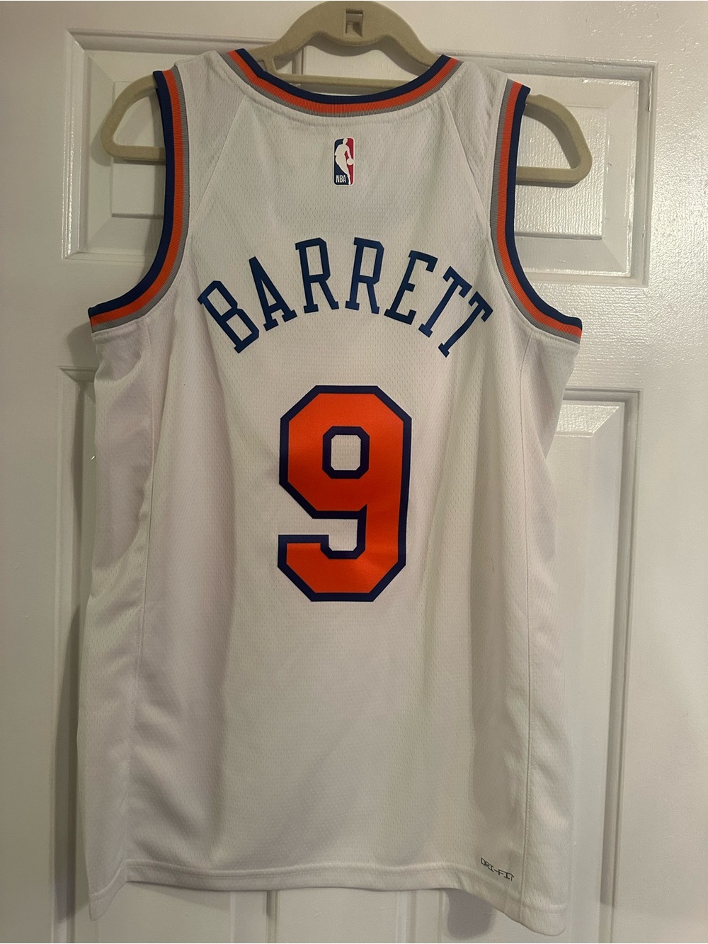 NBA White Barrett #9 Jersey with Orange and Blue Trim